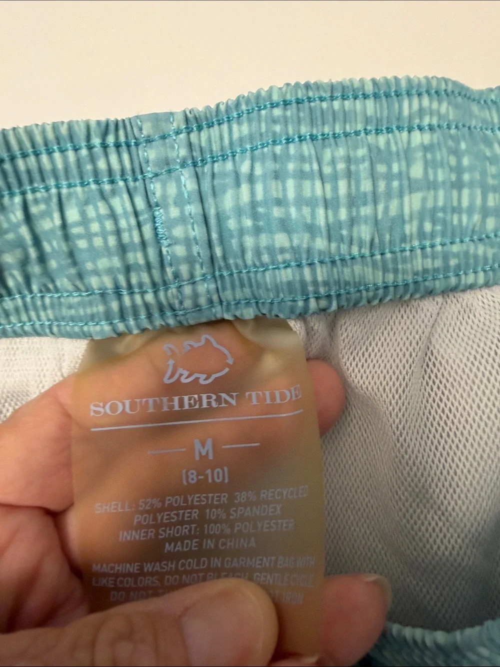 Southern Tide Teal Crisscross Pattern Swim‎ Shorts